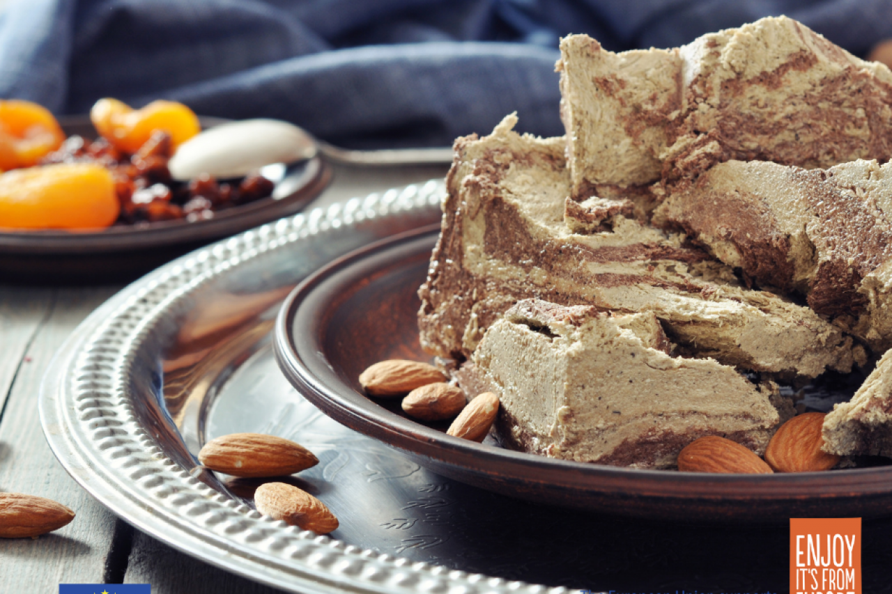 Halva with European Corinthian black raisins